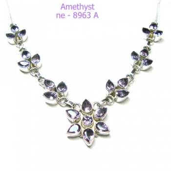 Handmade purple amethyst silver necklace